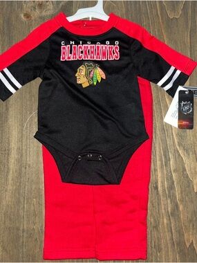 NHL Chicago Blackhawks Red & Black Kids One-Piece 18mos.